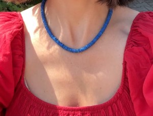 Naszyjnik klasyczny  Margaret granatowa lawa wulkaniczna