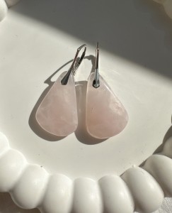 Kolczyki płaskie kwarc różowy  