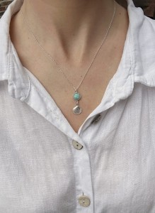 Naszyjnik  amazonit i muszelka