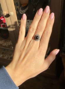 Pierścionek kwarc dymny  owal  