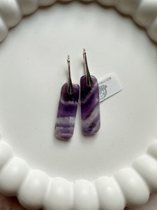 Kolczyki ametyst płaskie prostokąt