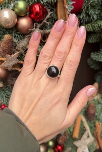 Pierścionek onyks okrągły 