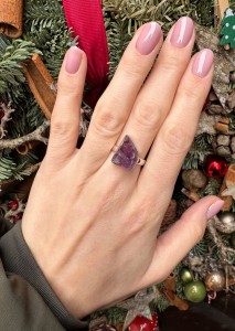 Pierścionek ametyst surowy