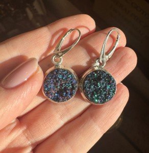 Kolczyki druza agatowa okrągłe  