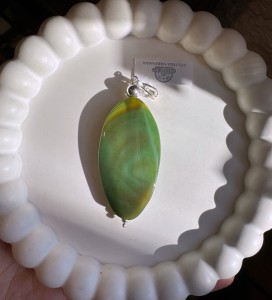 Wisior agat zielony owal 