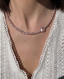 Naszyjnik klasyczny Serce różowe perły hodowane