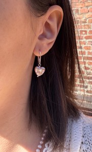 Kolczyki różowe perły hodowane Serce 