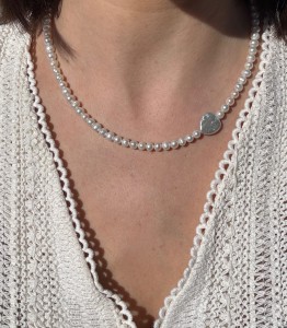 Naszyjnik klasyczny Serce białe perły hodowane 