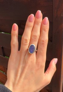 Pierścionek szafir fasetowany  owal