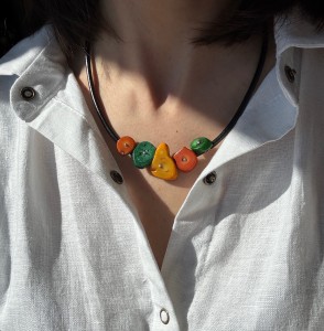 Naszyjnik Koralowe Plastry kolorowy  