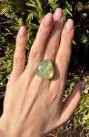 Pierścionek zielony prehnit Łezka 