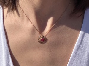 Naszyjnik rubin  srebro złocone albo klasyczne 