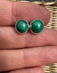 Kolczyki wkrętki malachit 8 mm  