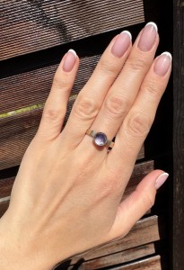 Pierścionek ametyst  okrągły fasetowany