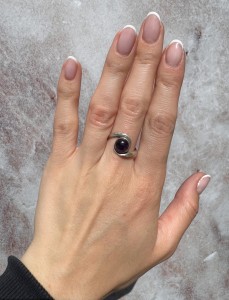 Pierścionek ametyst  okrągły  