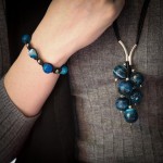 Naszyjnik Grono agat niebieski