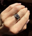 Pierścionek  ametyst szeroka obrączka    