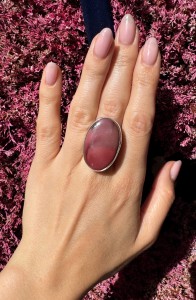 Pierścionek jaspis mokait owal 