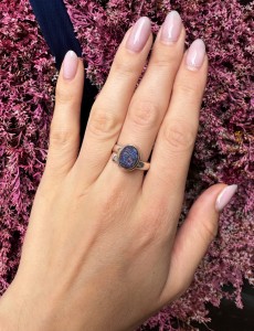 Pierścionek druza agatowa owal  