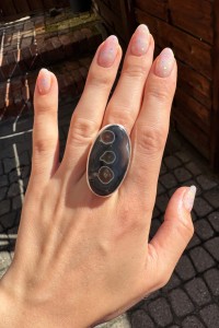 Pierścionek agat Botswana owal