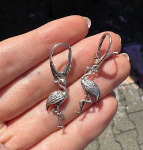 Kolczyki srebro flamingi