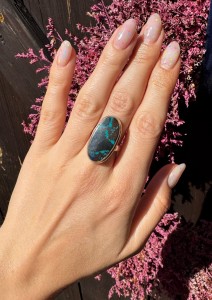 Pierścionek chryzokola owal 