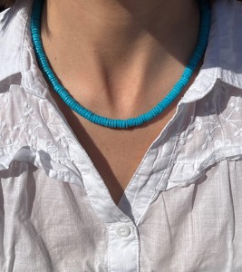 Naszyjnik klasyczny  Margaret niebieska   lawa wulkaniczna  