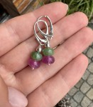 Kolczyki jadeit kolorowy zieleń  róż 