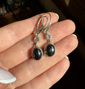 Kolczyki hematyt i topaz