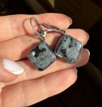 Kolczyki larvikit srebro oksydowane 