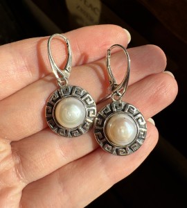 Kolczyki perła hodowana oprawiane greckie