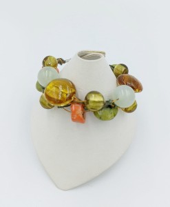 Bransoletka Sieć Klasyczna oliwkowo-pomarańczowa