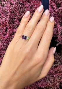 Pierścionek ametyst i oliwin