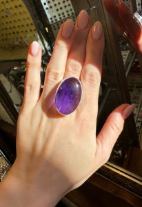 Pierścionek ametyst  owal