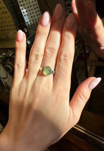 Pierścionek zielony ametyst prazjolit 