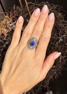 Pierścionek lapis lazuli owal