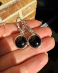 Kolczyki onyks  czarny oprawiane  