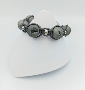 Bransoleta pleciona agat tytanowy szary