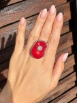 Pierścionek koral czerwony plaster       