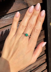 Pierścionek malachit okrągły 