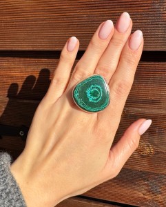 Pierścionek chryzokola z malachitem  