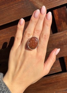 Pierścionek piasek pustyni owal 