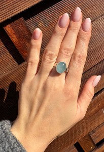 Pierścionek akwamaryn owal