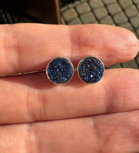 Kolczyki wkrętki druza agatowa okrągłe 8mm