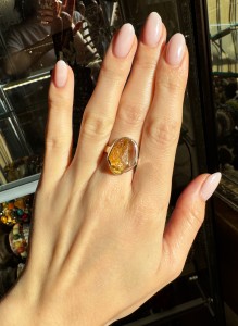 Pierścionek cytryn surowy   