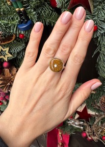 Pierścionek plaster bursztyn