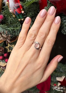 Pierścionek kwarc różowy okrągły