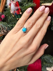 Pierścionek turkmenit okrągły  