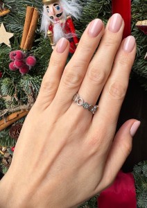 Pierścionek białe cyrkonie  kółka 