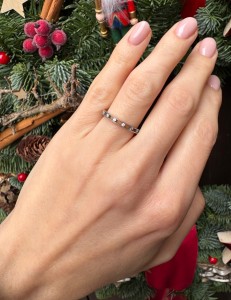 Pierścionek białe cyrkonie 